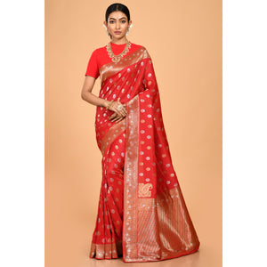 Elegant red pure cotton silk Saree Saree