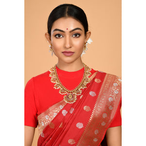 Elegant red pure cotton silk Saree Saree