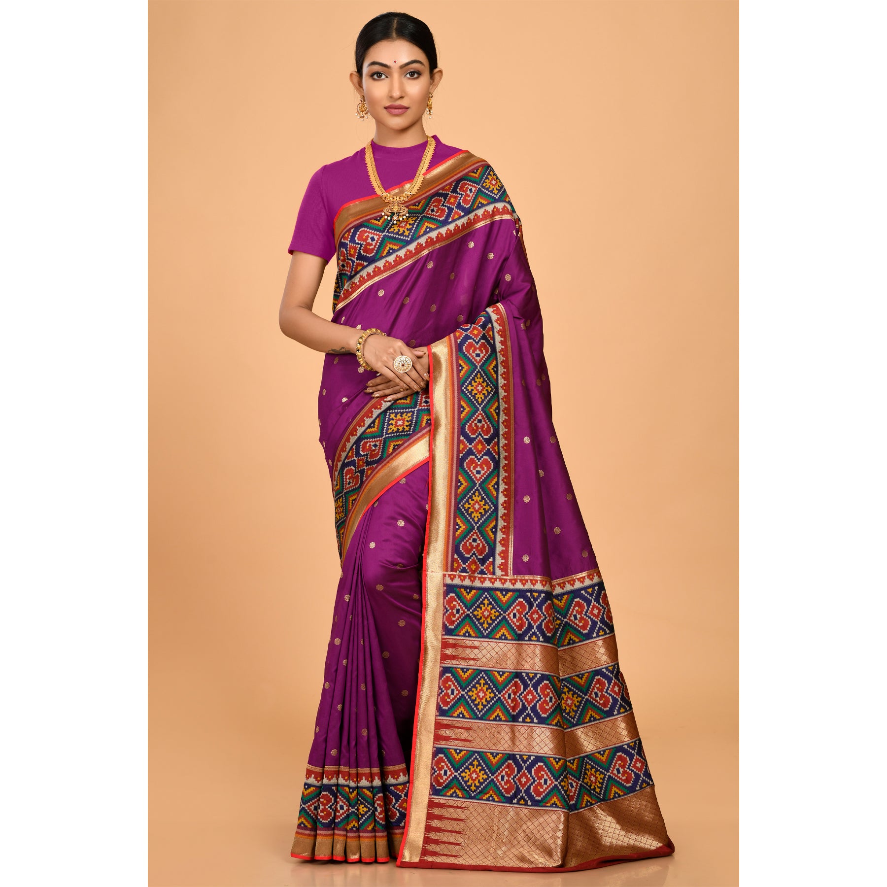 Powerloom Silk covered with Zari bootis Saree Saree
