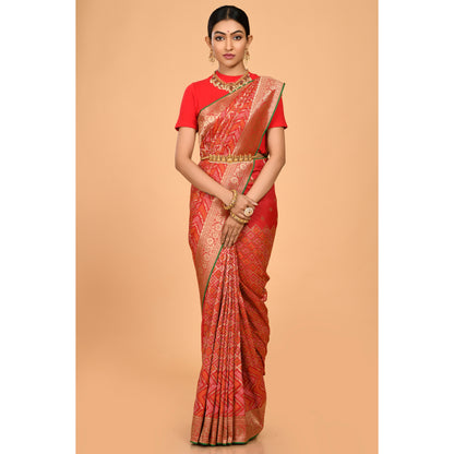 Red Bandhani Saree Saree