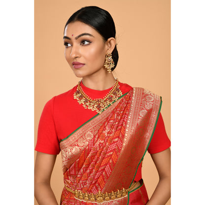 Red Bandhani Saree Saree