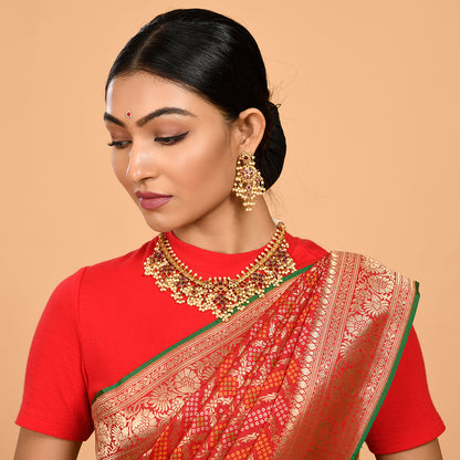 Red Bandhani Saree Saree