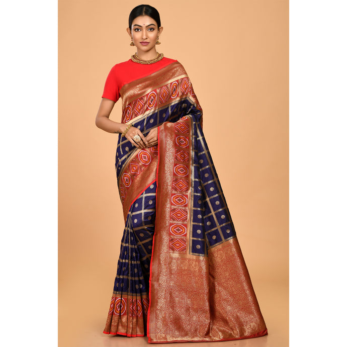 Royal Blue color Patola border and Zari Saree- DD-P1-S523 Saree