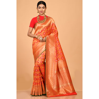 Flower motifs covering Banarasi Saree Saree
