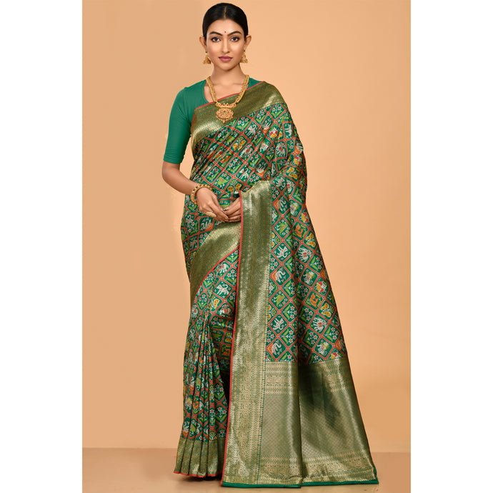 Trendy Green Patola Saree Saree