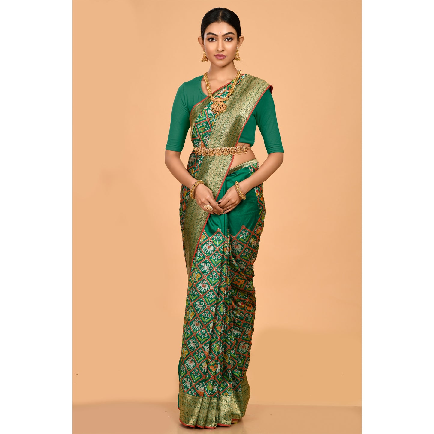 Trendy Green Patola Saree Saree