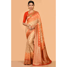 Load image into Gallery viewer, Ivory beige and orange Bandhani Saree Saree