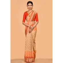Load image into Gallery viewer, Ivory beige and orange Bandhani Saree Saree