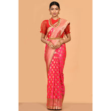 Load image into Gallery viewer, Bright Pink Magenta and Golden Colored Banarasi Silk Saree Saree