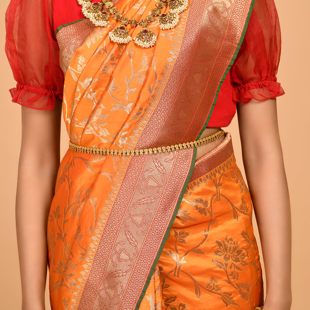 Flower motifs covering Bandhani Saree Saree