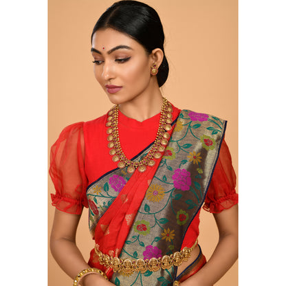 Red Banarasi Powerloom Silk Saree Saree