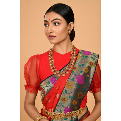 Red Banarasi Powerloom Silk Saree Saree