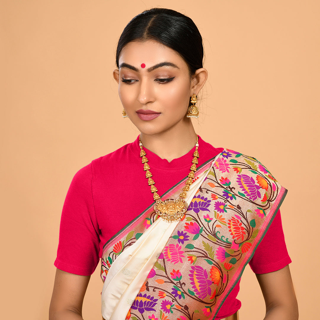 Trendy Cream Paithani Saree Saree