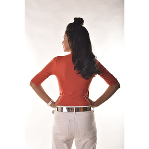 Hosiery Blouses - Elbow Sleeves - Brick Red - Blouse featured