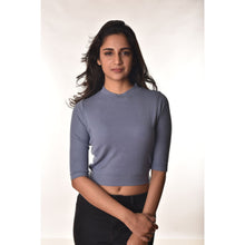 Load image into Gallery viewer, Hosiery Blouses - Elbow Sleeves - Brilliant Blue - Blouse featured