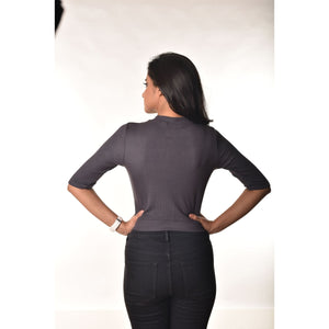 Hosiery Blouses - Elbow Sleeves - Clay Grey - Blouse featured