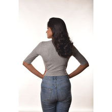 Load image into Gallery viewer, Hosiery Blouses - Elbow Sleeves - Light Grey - Blouse featured