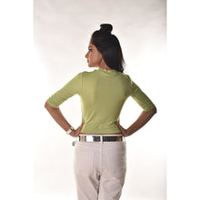 Load image into Gallery viewer, Hosiery Blouses - Elbow Sleeves - Lime Green - Blouse featured