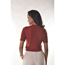 Load image into Gallery viewer, Hosiery Blouses - Elbow Sleeves - Rust - Blouse featured