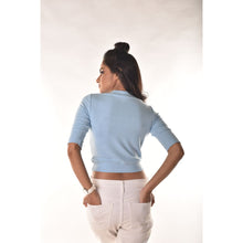 Load image into Gallery viewer, Hosiery Blouses - Elbow Sleeves - Sky Blue - Blouse featured