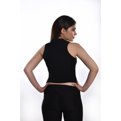 Sleeveless Hosiery Blouses - Black - Blouse featured