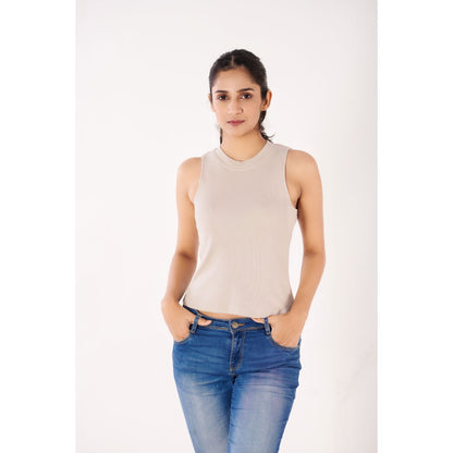Sleeveless Hosiery Blouses - Calm Ivory - Blouse featured