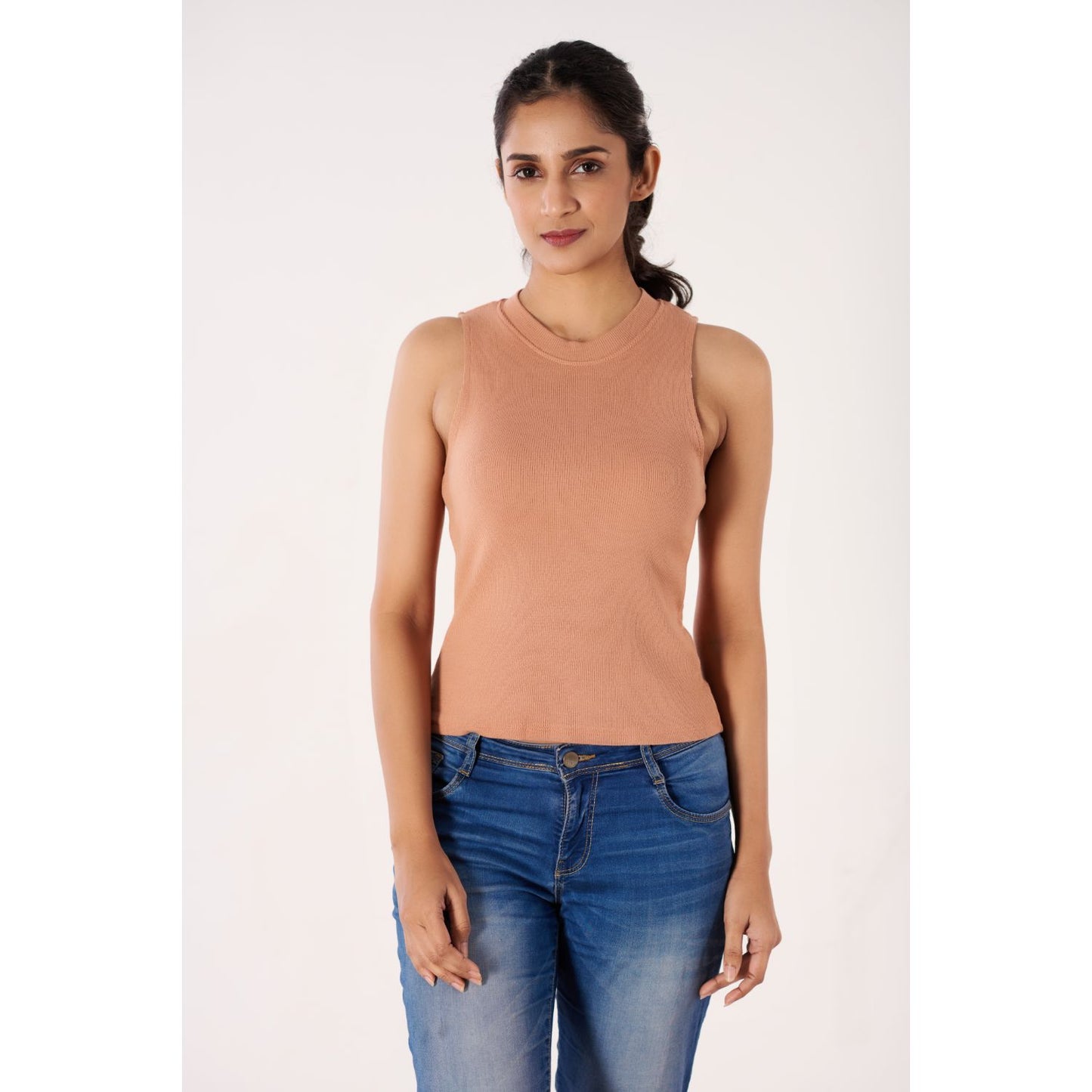 Sleeveless Hosiery Blouses - Cider - Blouse featured