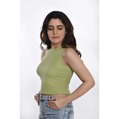 Sleeveless Hosiery Blouses - Lime Green - Blouse featured
