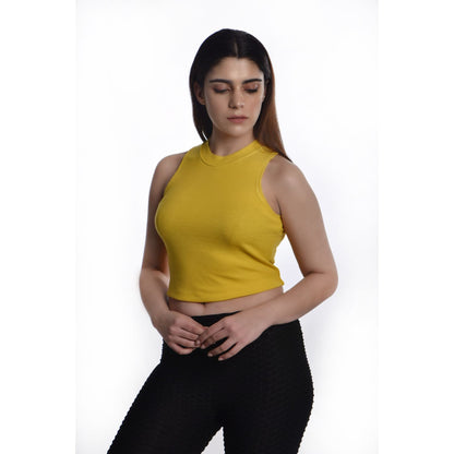 Sleeveless Hosiery Blouses - Mango Yellow - Blouse featured
