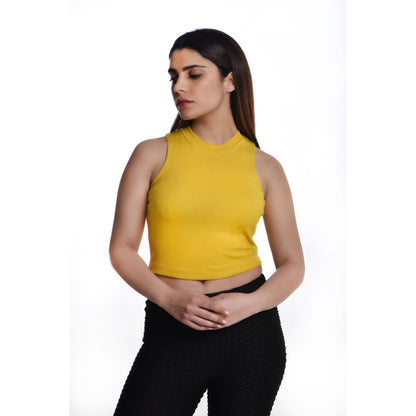Sleeveless Hosiery Blouses - Mango Yellow - Blouse featured