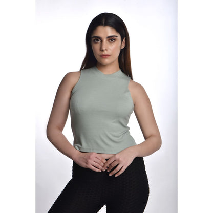 Sleeveless Hosiery Blouses - Mint Green - Blouse featured
