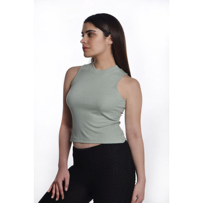 Sleeveless Hosiery Blouses - Mint Green - Blouse featured
