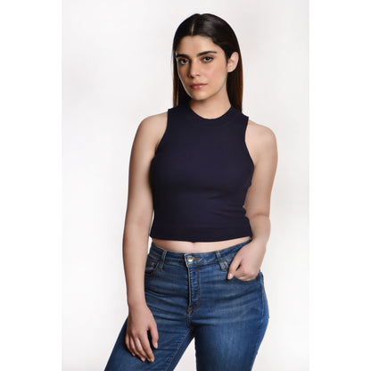 Sleeveless Hosiery Blouses - Royal Blue - Blouse featured