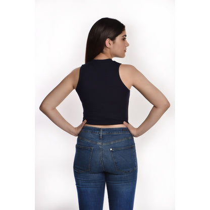 Sleeveless Hosiery Blouses - Royal Blue - Blouse featured