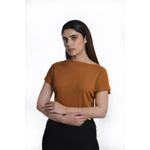 Boat Neck Blouse - Mustard - Blouse featured