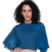 Load image into Gallery viewer, Hosiery Blouses- Butterfly Sleeves - Azure Blue - Blouse featured