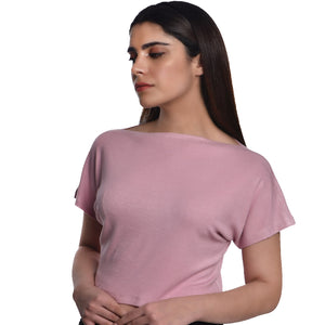 Boat Neck Blouse - Blush Pink - Blouse featured