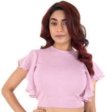 Load image into Gallery viewer, Hosiery Blouses- Flutter Sleeves - Blush Pink - Blouse featured