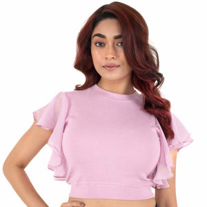 Hosiery Blouses- Flutter Sleeves - Blush Pink - Blouse featured