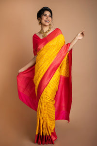 Bright Yellow Silk Saree Saree