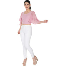 Load image into Gallery viewer, Hosiery Deep Neck Blouses - Butterfly Sleeves - Plus Size - Blush Pink - Blouse featured