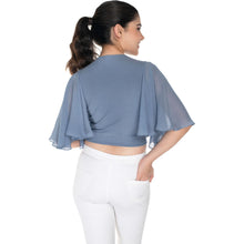 Load image into Gallery viewer, Hosiery Deep Neck Blouses - Butterfly Sleeves - Plus Size - Brilliant Blue - Blouse featured