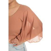 Load image into Gallery viewer, Hosiery Deep Neck Blouses - Butterfly Sleeves - Regular Size - Cider - Blouse featured