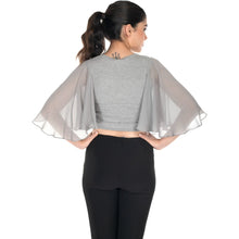 Load image into Gallery viewer, Hosiery Deep Neck Blouses - Butterfly Sleeves - Plus Size - Light Grey - Blouse featured