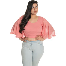 Load image into Gallery viewer, Hosiery Deep Neck Blouses - Butterfly Sleeves - Regular Size - Sakura Pink - Blouse featured