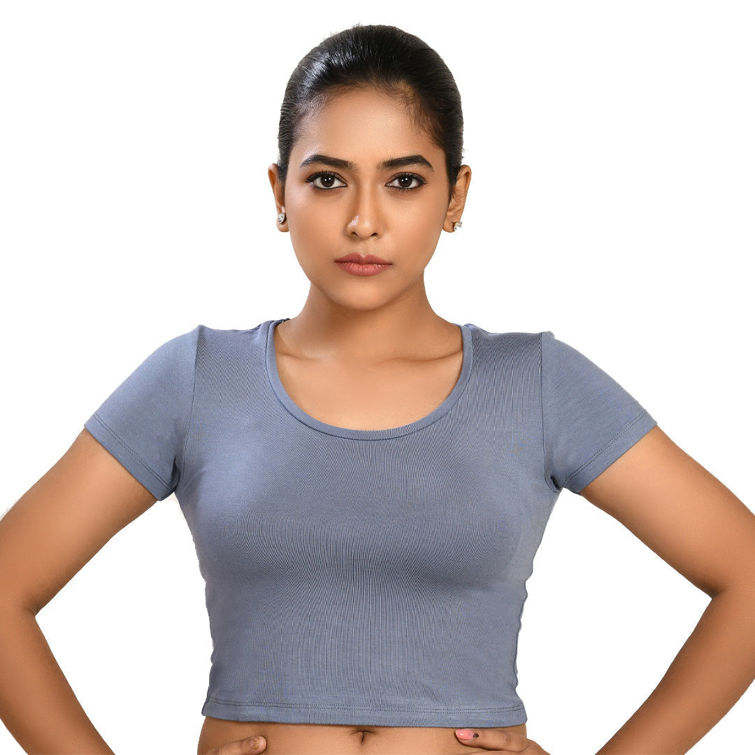 100% Cotton Rayon Blouses Cool Grey Blouse