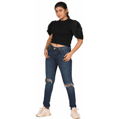 Hosiery Blouses - Mesh Pleated Sleeves - Blouse - black featured