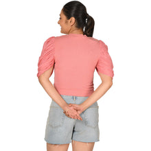 Load image into Gallery viewer, Hosiery Blouses - Mesh Pleated Sleeves - Sakura Pink - Blouse featured
