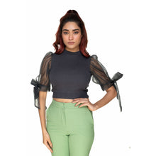 Load image into Gallery viewer, Hosiery Blouses- Bow Tie Up Sleeves - Clay Grey - Blouse featured