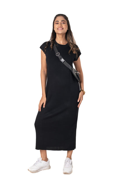 Compose Maxi Dress Black lounge wear featured